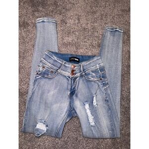 Fashion Nova‎ Women's Light Blue Distressed High-Waisted Skinny Jeans